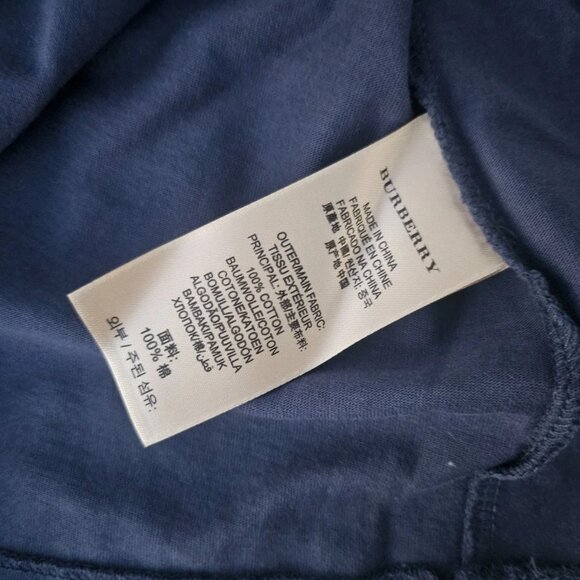 Burberry Men Tee Blue Cotton Crew Neck Short Sleeve T Shirt Size XL Authentic - Picture 9 of 12